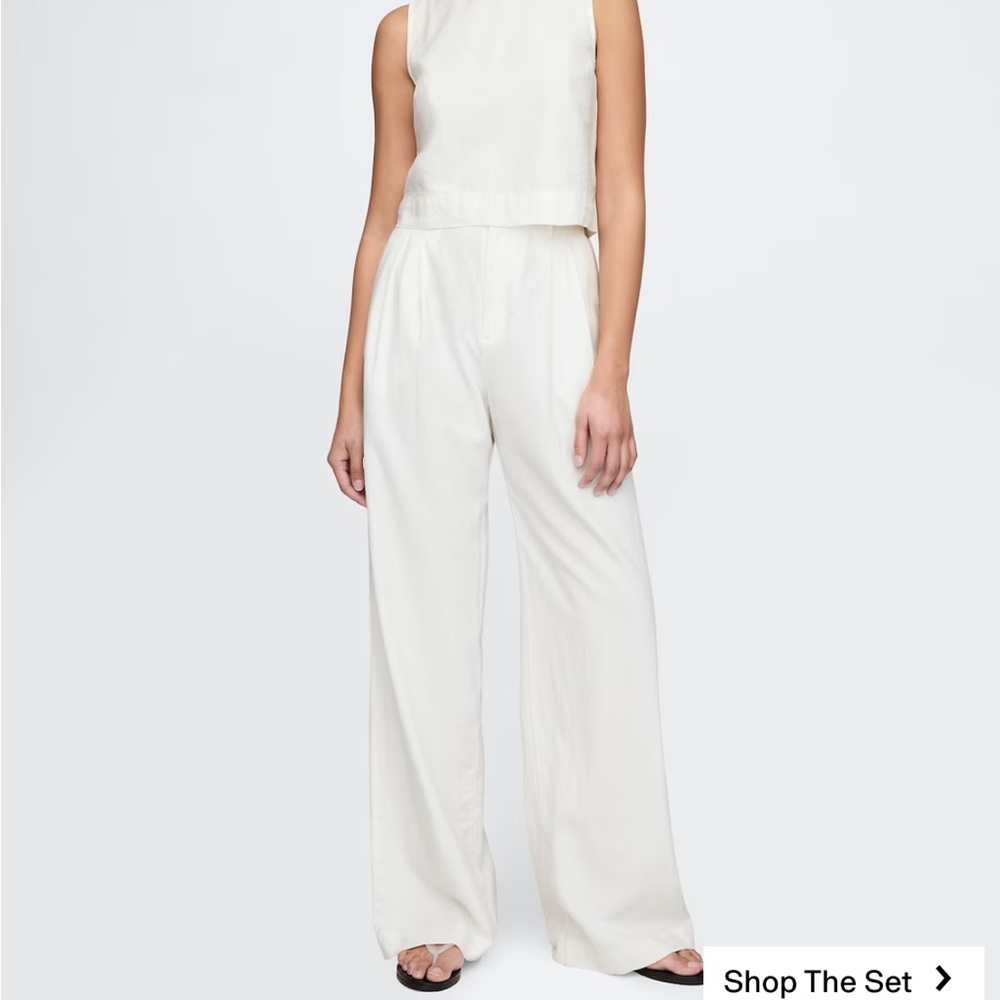 Gap 365 High Rise Linen Blend Trousers Size 6 Tall